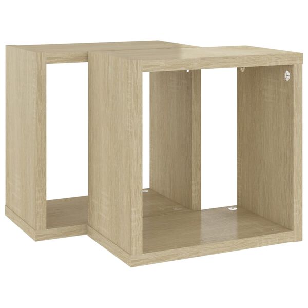 vidaXL Ράφια Κύβοι Τοίχου 2 τεμ. Sonoma Δρυς 26 x 15 x 26 εκ.