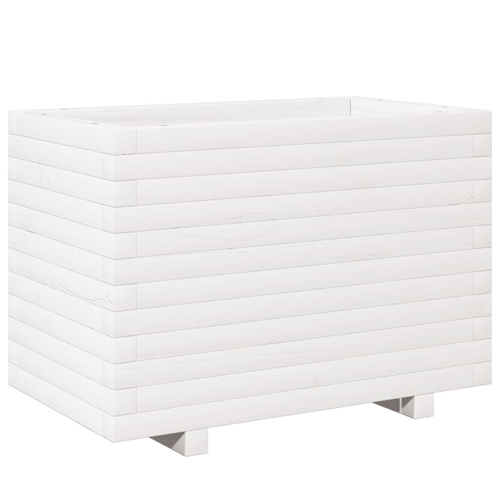 vidaXL Ζαρντινιέρα Κήπου Λευκή 70x40x49,5 εκ. από Μασίφ Ξύλο Πεύκου