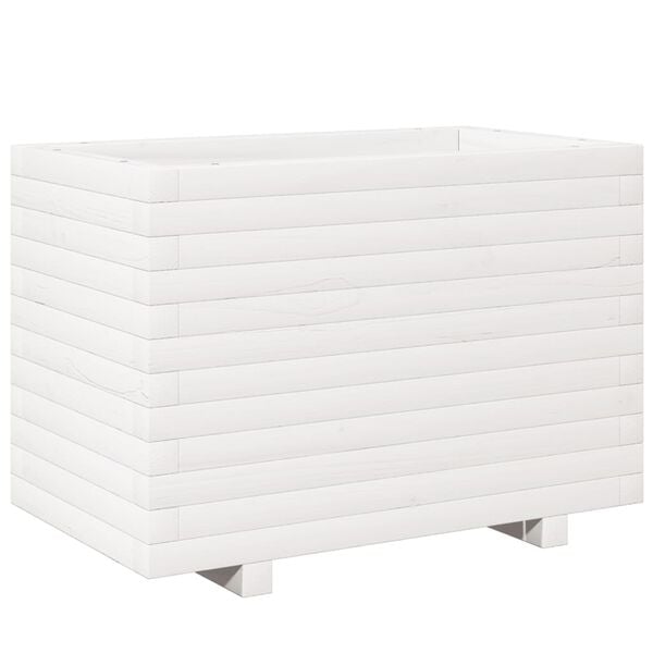 vidaXL Ζαρντινιέρα Κήπου Λευκή 70x40x49,5 εκ. από Μασίφ Ξύλο Πεύκου