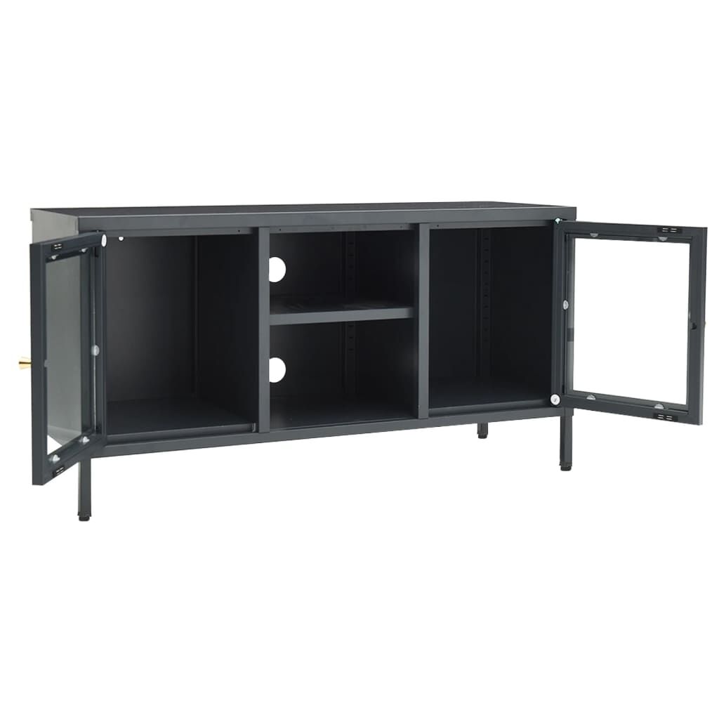 vidaXL Έπιπλο Τηλεόρασης Ανθρακί 105 x 35 x 52 εκ από Ατσάλι και Γυαλί