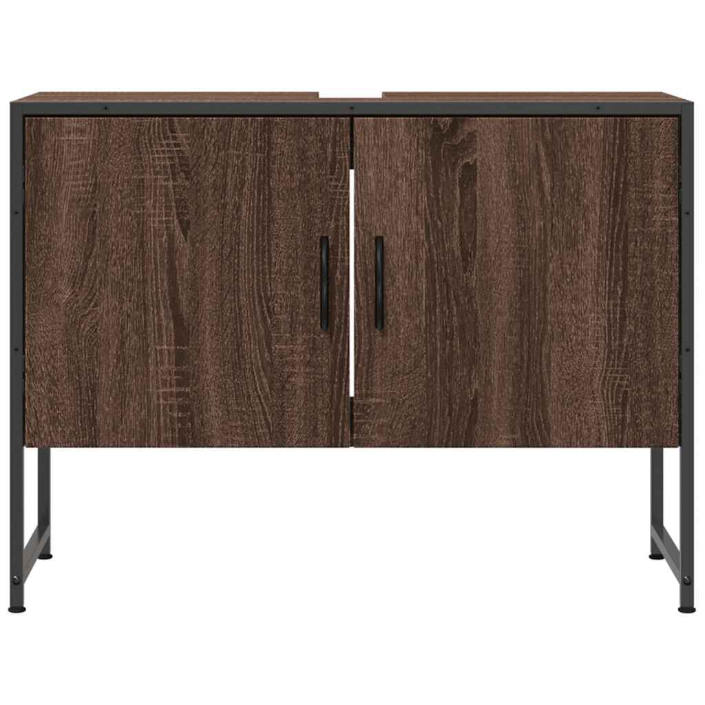 vidaXL Ντουλάπι Μπάνιου Νιπτήρα Καφέ Δρυς 80 x 33 x 60 εκ. Επεξ. Ξύλο