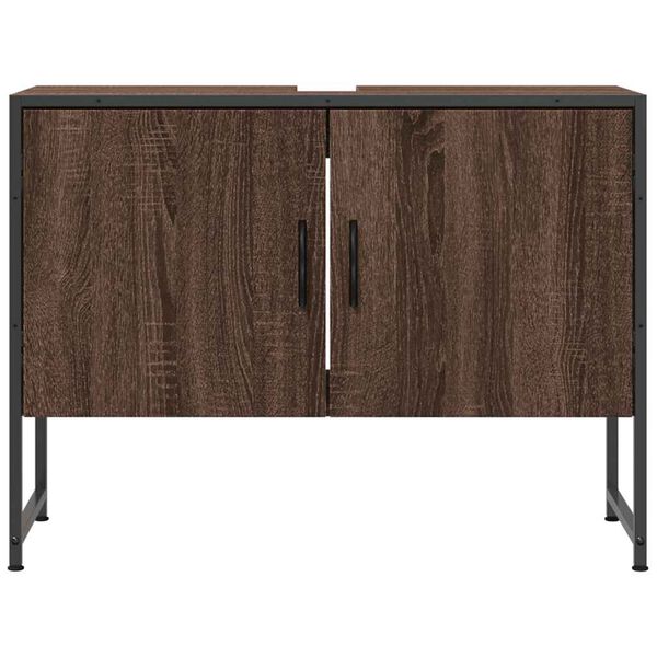 vidaXL Ντουλάπι Μπάνιου Νιπτήρα Καφέ Δρυς 80 x 33 x 60 εκ. Επεξ. Ξύλο