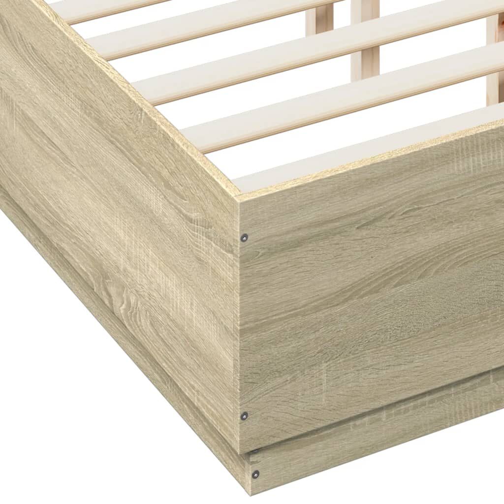 vidaXL Πλαίσιο Κρεβατιού Sonoma Δρυς 135x190 εκ. Επεξεργασμένο Ξύλο