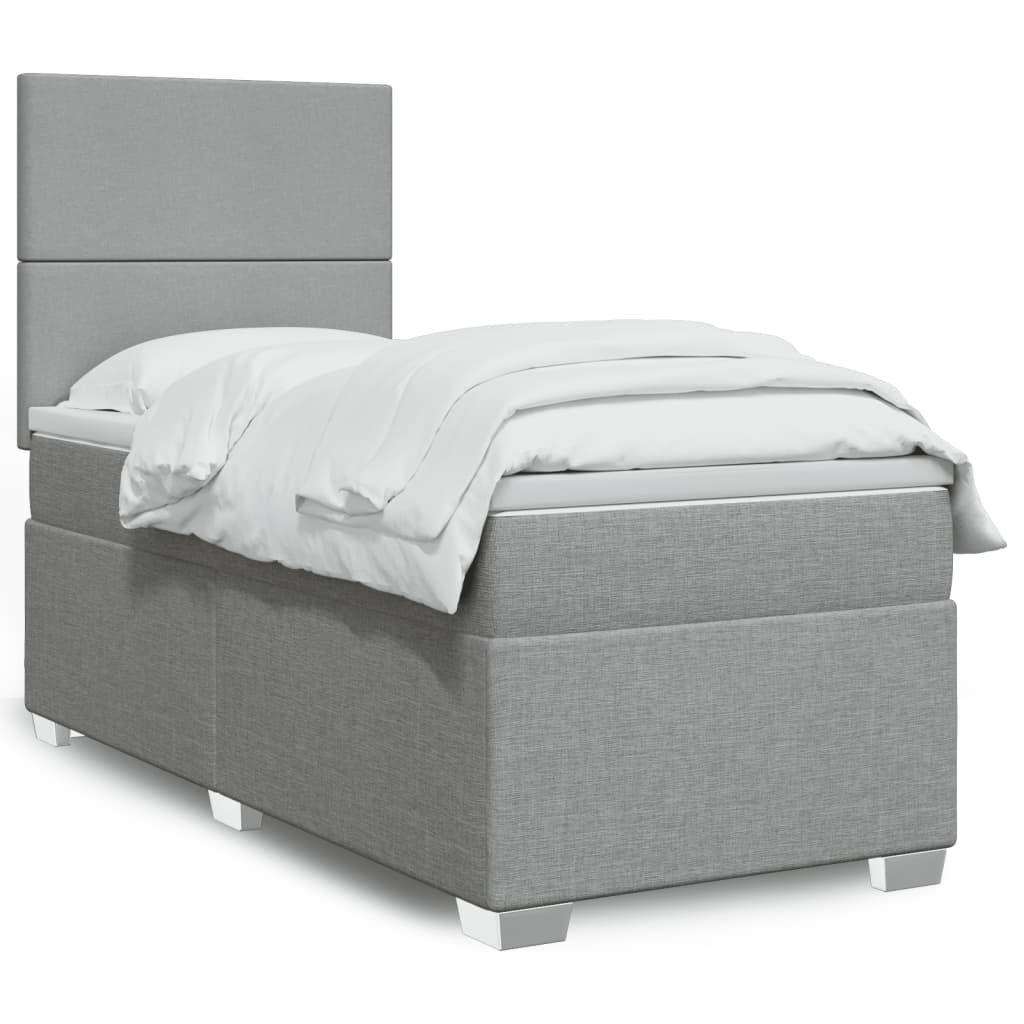 vidaXL Κρεβάτι Boxspring με Στρώμα Ανοιχτό Γκρι 80x200 εκ. Υφασμάτινο