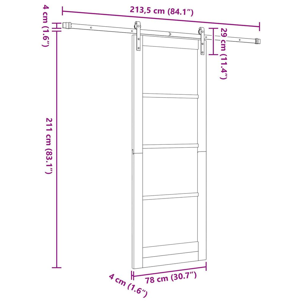 vidaXL Συρόμενη Πόρτα ORKDAL Καφέ 78 x 211 εκ Ξύλο και μέταλλο