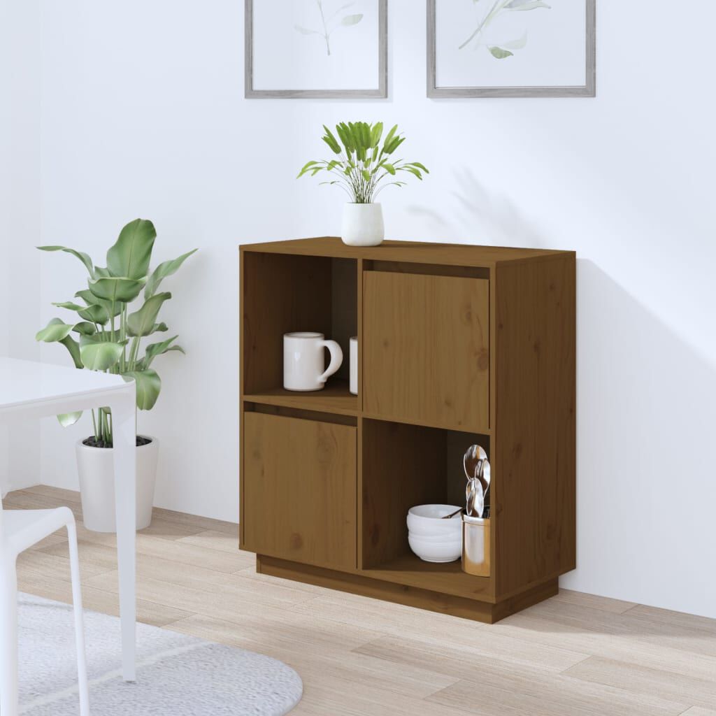 vidaXL Ντουλάπι Καφέ Μελί 74 x 35 x 80 εκ. από Μασίφ Ξύλο Πεύκου