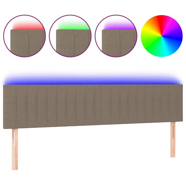 vidaXL Κεφαλάρι Κρεβατιού LED Taupe 160x5x78/88 εκ. Υφασμάτινο