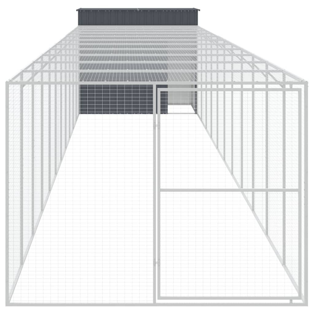 vidaXL Σπιτάκι Σκύλου με Αυλή Ανθρακί 214x1273x181 εκ. Γαλβαν. Χάλυβας