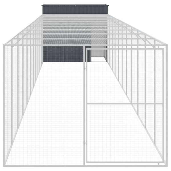 vidaXL Σπιτάκι Σκύλου με Αυλή Ανθρακί 214x1273x181 εκ. Γαλβαν. Χάλυβας
