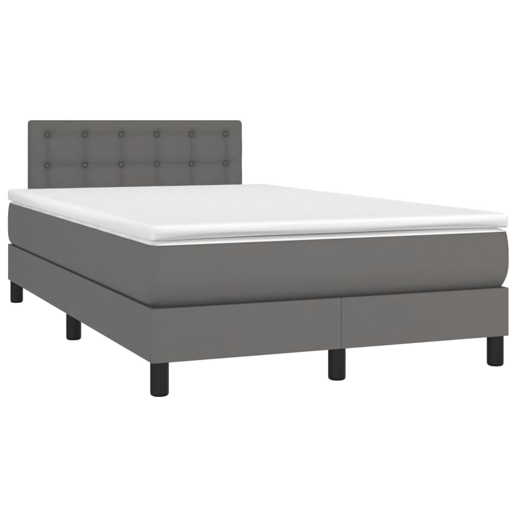 vidaXL Κρεβάτι Boxspring με Στρώμα Γκρι 120x200εκ. από Συνθετικό Δέρμα