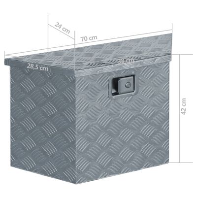 vidaXL Κουτί Αποθήκευσης Τραπεζοειδές Ασημί 70x24x42 εκ. Αλουμινίου