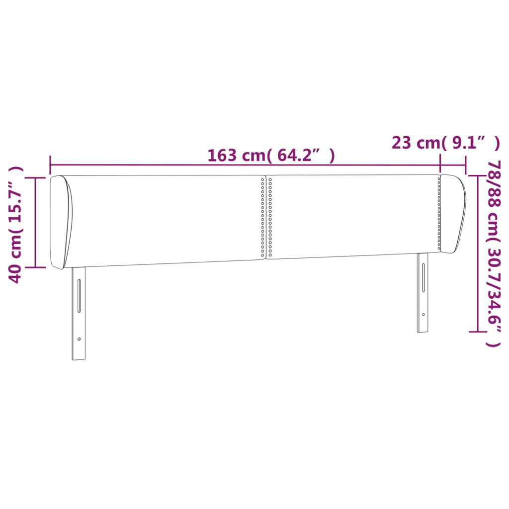 vidaXL Κεφαλάρι με Πτερύγια Μαύρο 163x23x78/88 εκ. Συνθετικό Δέρμα