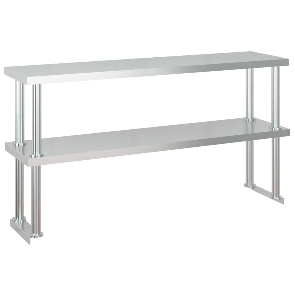 vidaXL Πάγκος Εργασίας Κουζίνας με Ράφι 120x60x145 εκ. Ανοξείδ. Ατσάλι