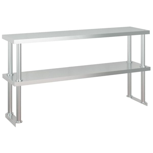 vidaXL Πάγκος Εργασίας Κουζίνας με Ράφι 120x60x145 εκ. Ανοξείδ. Ατσάλι