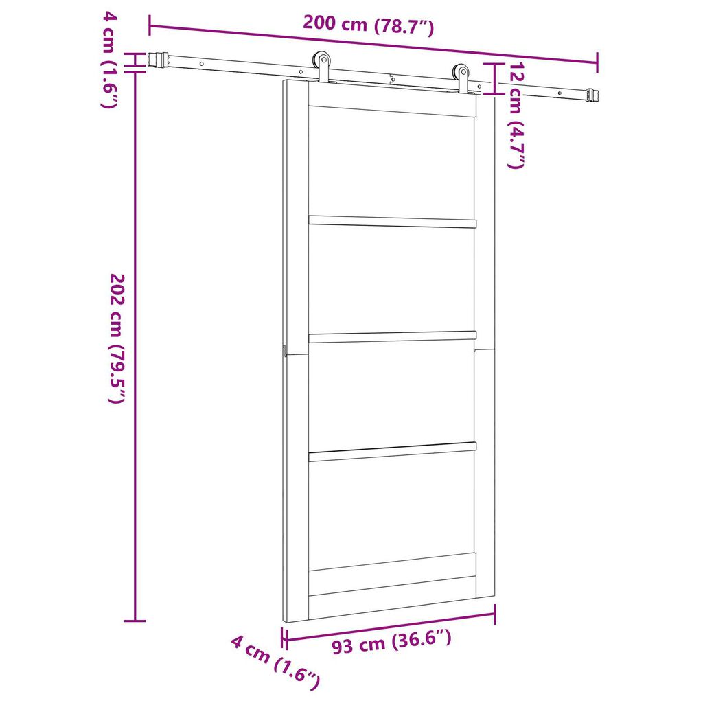 vidaXL Συρόμενη Πόρτα ORKDAL Καφέ 93 x 202 cm Ξύλο και μέταλλο