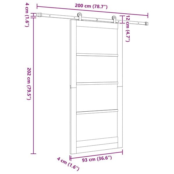 vidaXL Συρόμενη Πόρτα ORKDAL Καφέ 93 x 202 cm Ξύλο και μέταλλο