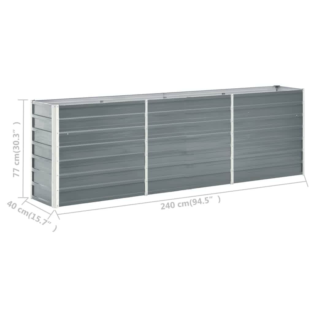 vidaXL Ζαρντινιέρα Υπερυψωμένη Γκρι 240x40x77 εκ. Γαλβανισμ. Χάλυβας