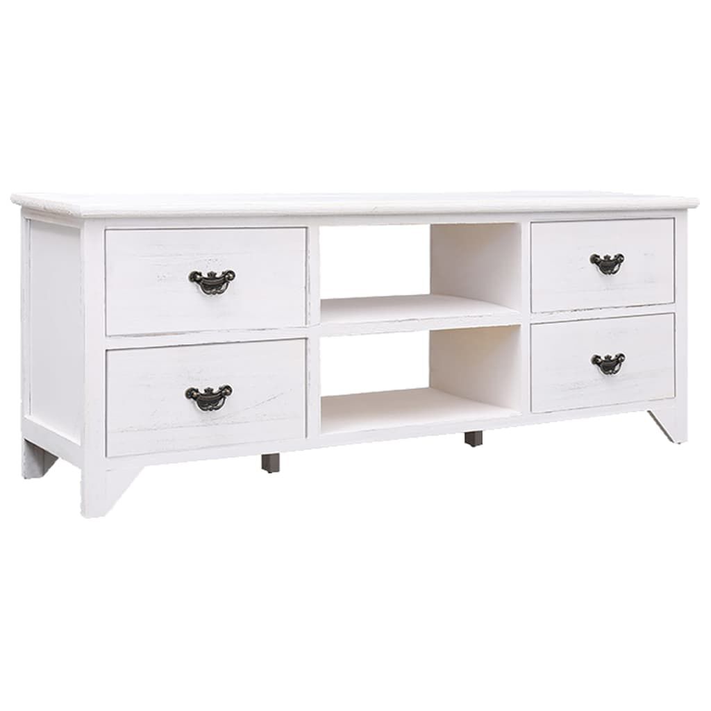 vidaXL Έπιπλο Τηλεόρασης Αντικέ Λευκό 108x30x40 εκ. Μασίφ Παυλώνιας