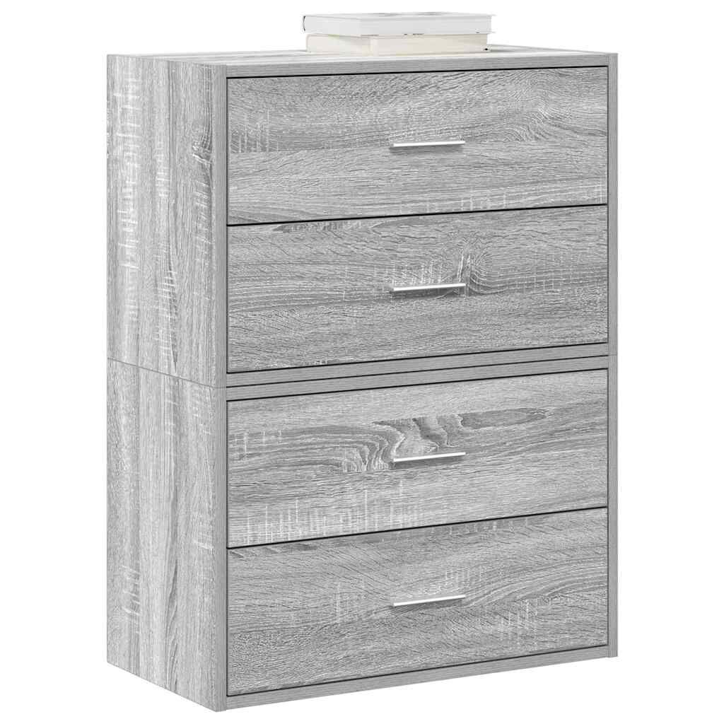 vidaXL Ντουλάπια με 2 συρτάρια 2 τεμ. Γκρι Sonoma 60x31x40 εκ.
