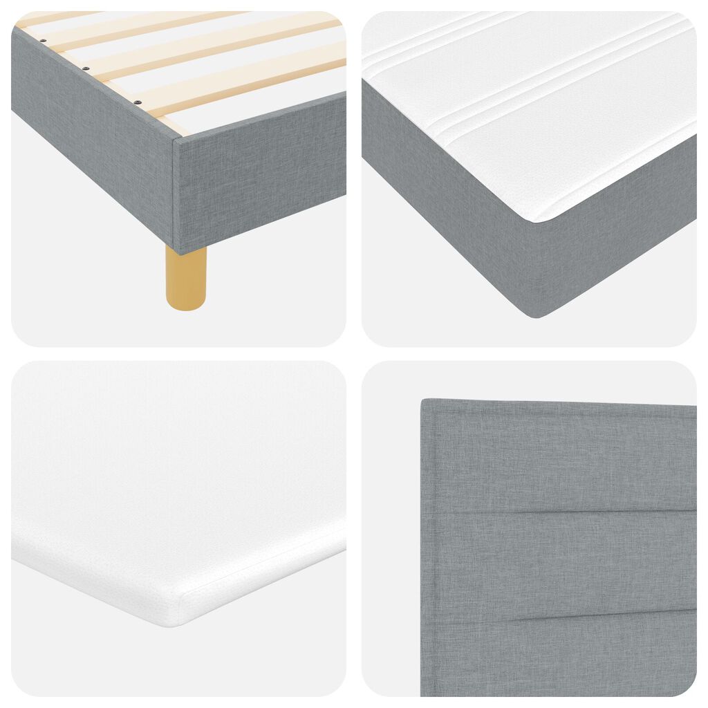 Κρεβάτι Box Spring με Στρώμα vidaXL Γκρι Ανοιχτό 90x200 εκ. Υφάσματος