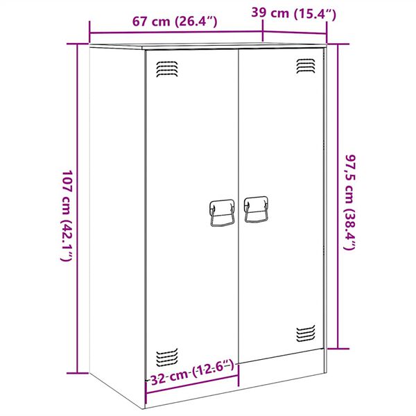 vidaXL Μπουφές Ανθρακί 67x39x107 εκ. από Ατσάλι