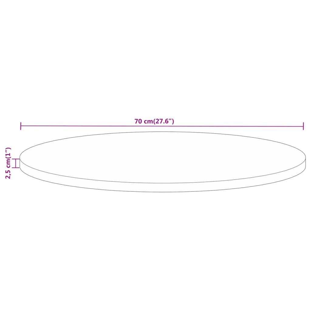 vidaXL Επιφάνεια Τραπεζιού Στρογγυλή Ø70x2,5εκ Μασίφ Ακατ. Ξύλο Μάνγκο
