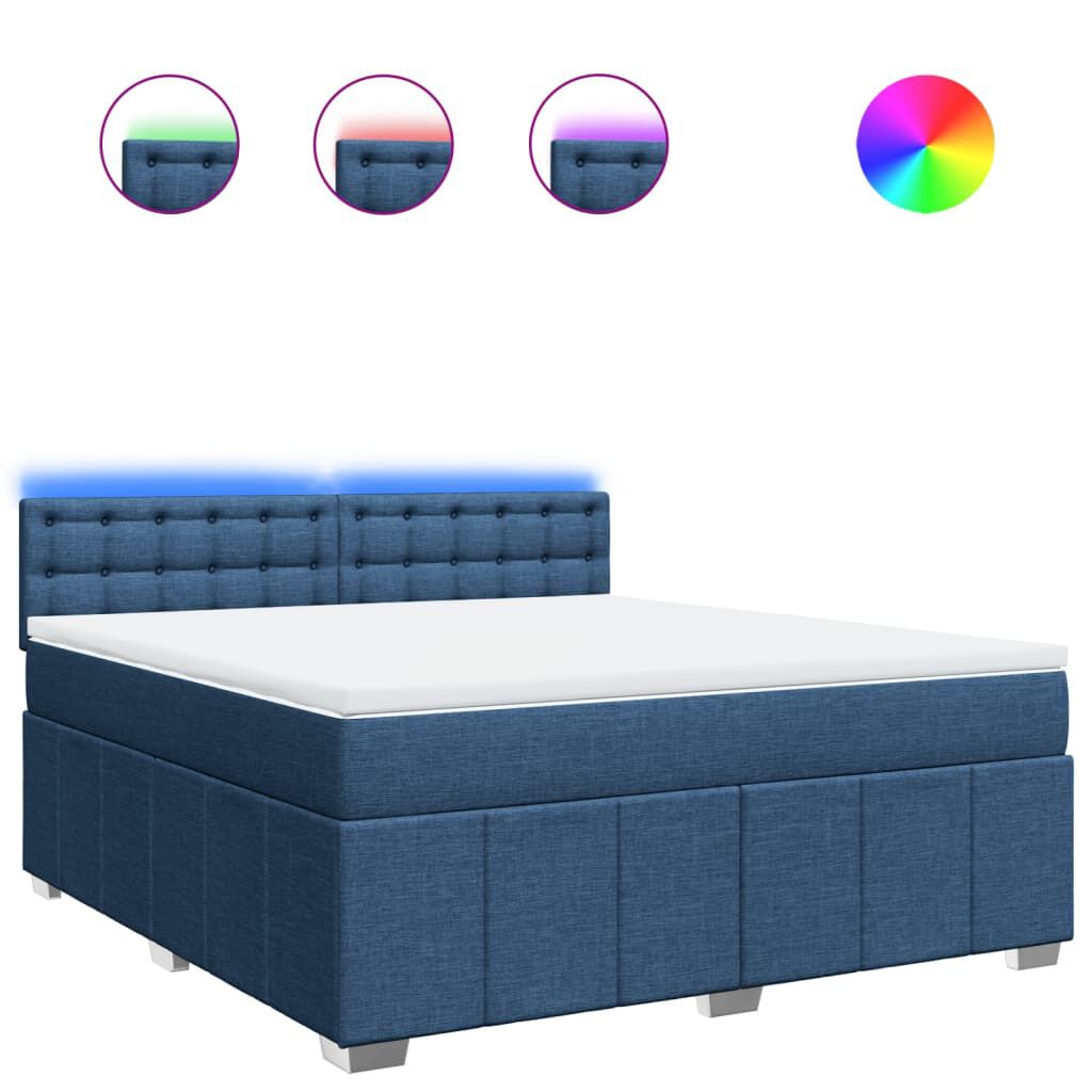 vidaXL Κρεβάτι Boxspring με Στρώμα Μπλε 180x200 εκ. Υφασμάτινο