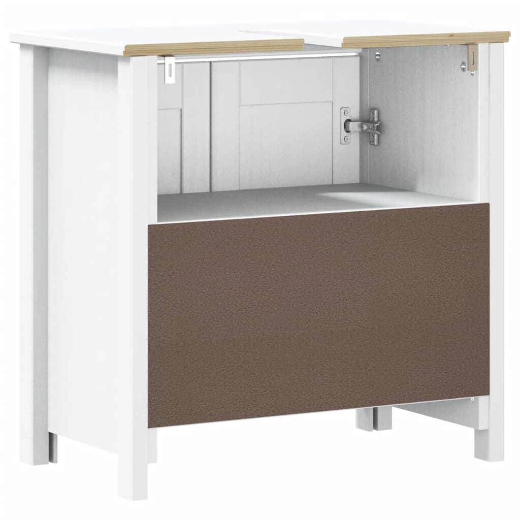 vidaXL Ντουλάπι Νιπτήρα BERG Λευκό 60 x 34 x 59 εκ. Μασίφ Ξύλο Πεύκου