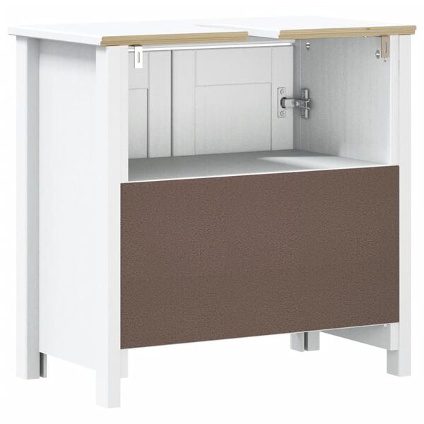 vidaXL Ντουλάπι Νιπτήρα BERG Λευκό 60 x 34 x 59 εκ. Μασίφ Ξύλο Πεύκου