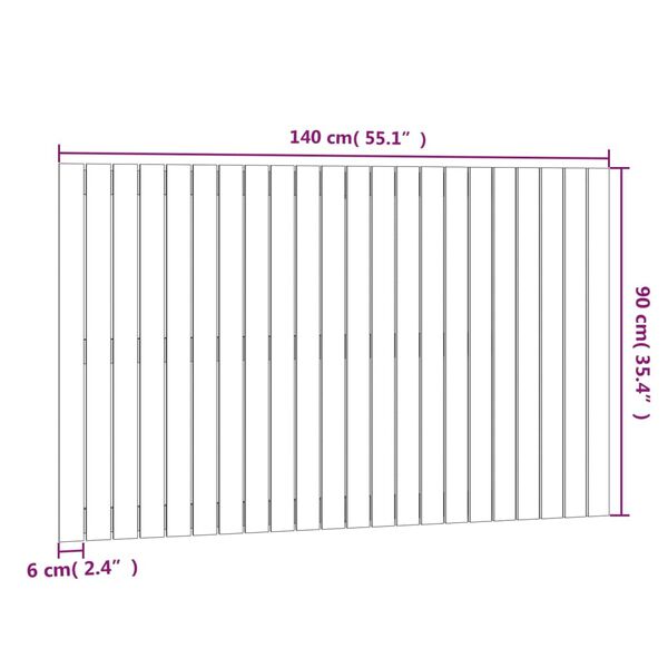 vidaXL Κεφαλάρι Τοίχου Γκρι 140x3x90 εκ. από Μασίφ Ξύλο Πεύκου