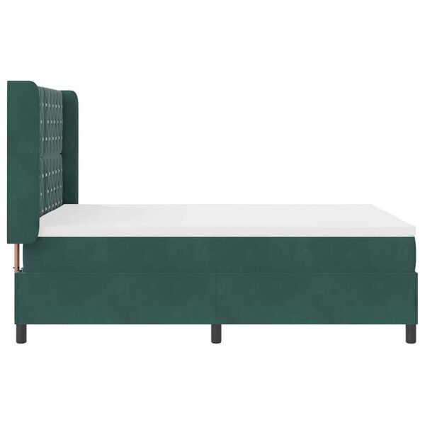 vidaXL Κρεβάτι Box Spring LED με Στρώμα Σκούρο πράσινο 140 x 200 cm