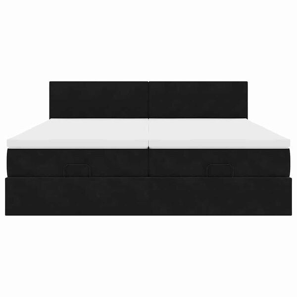 vidaXL Οθωμανικό κρεβάτι με στρώματα & LEDs Μαύρο 160x200cm Velvet