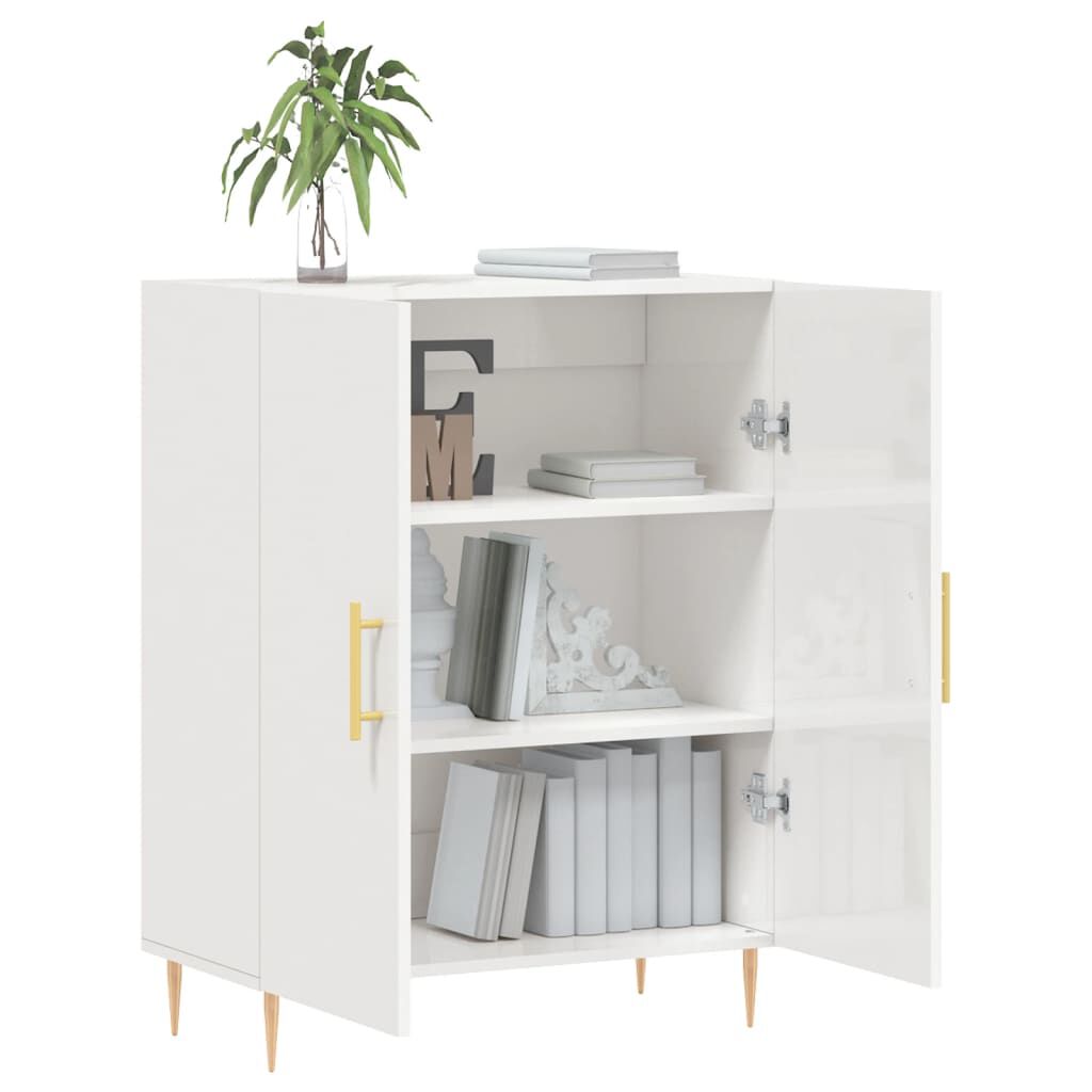 vidaXL Ντουλάπι Γυαλιστερό Λευκό 69,5x34x90 εκ. Επεξεργασμένο Ξύλο