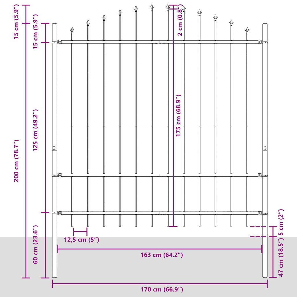 vidaXL Φράχτης Κήπου με Δεσπότη Λευκός, 1.7x1.75μ, Σίδηρος