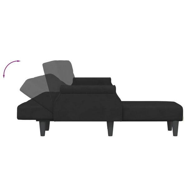 vidaXL Καναπές Κρεβάτι Γωνιακός Μαύρος 271 x 140 x 70 εκ. Βελούδινος