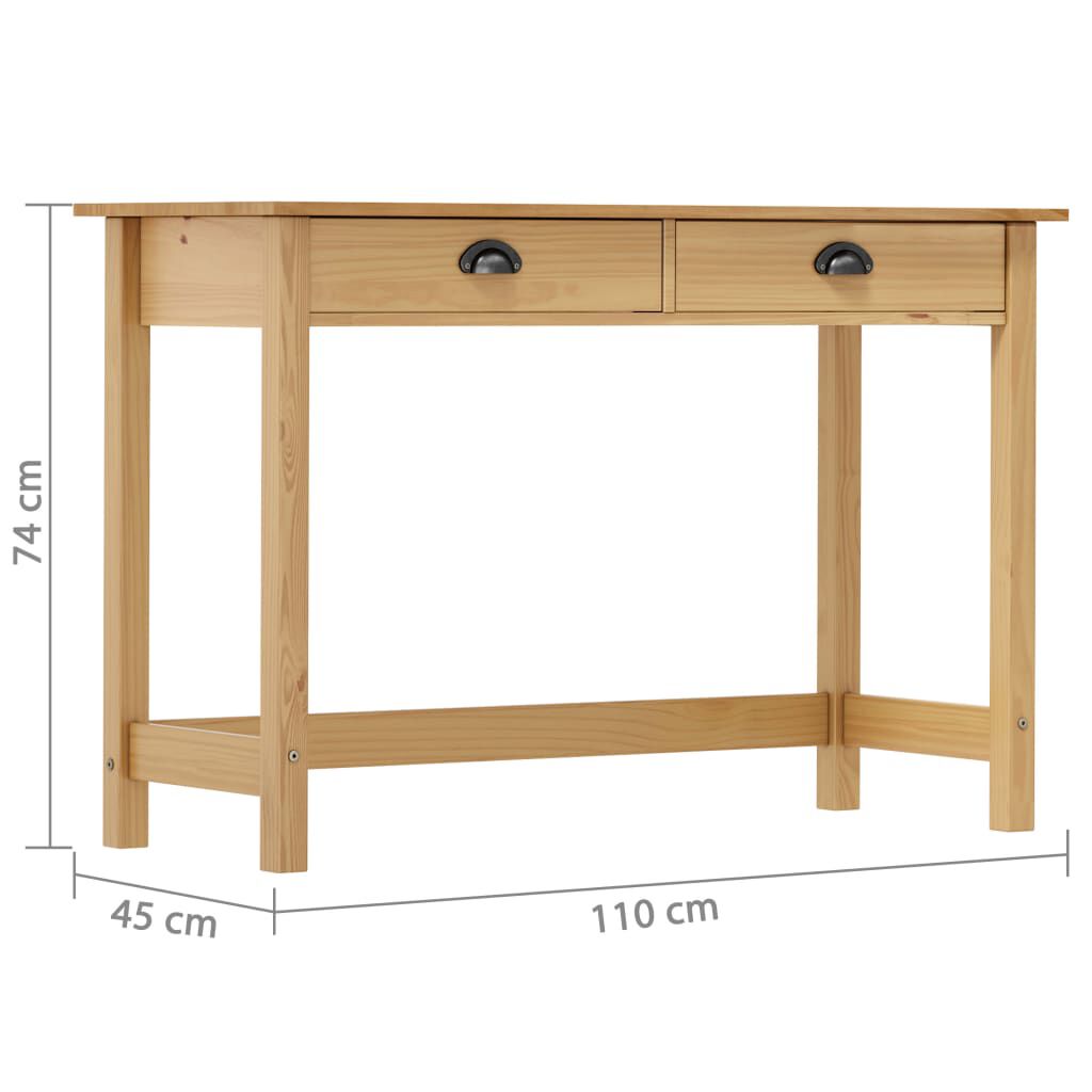 vidaXL Κονσόλα Hill Γκρι 2 Συρτάρια 110x45x74 εκ από Μασίφ Ξύλο Πεύκου