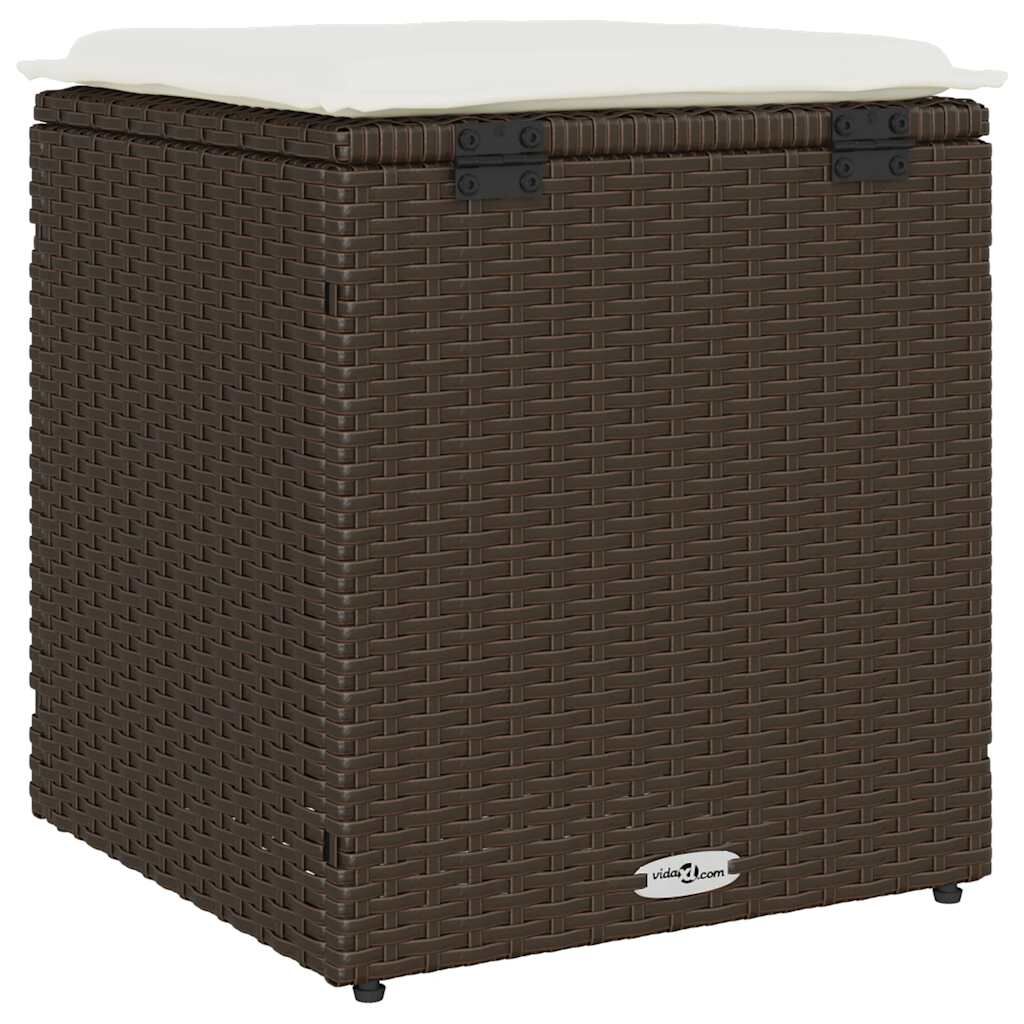 vidaXL Σκαμπό κήπου με μαξιλάρια 2 τεμάχια Καφέ 40x40x43 cm