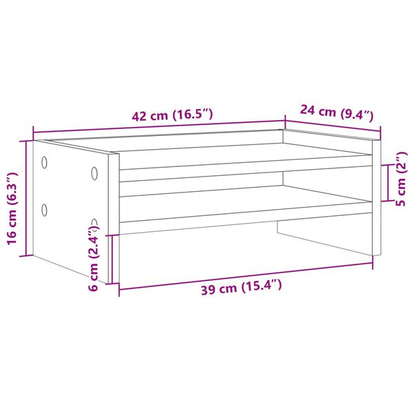 vidaXL Βάση Οθονών Γκρι του Σκυροδέματος 42x24x16 εκ. από Επεξ. Ξύλο