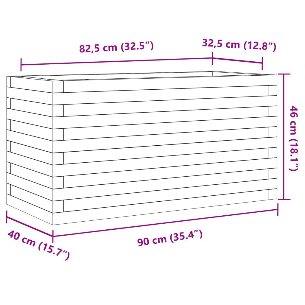 vidaXL Ζαρντινιέρα Λευκή 90x40x46 εκ από Μασίφ Ξύλο Πεύκου