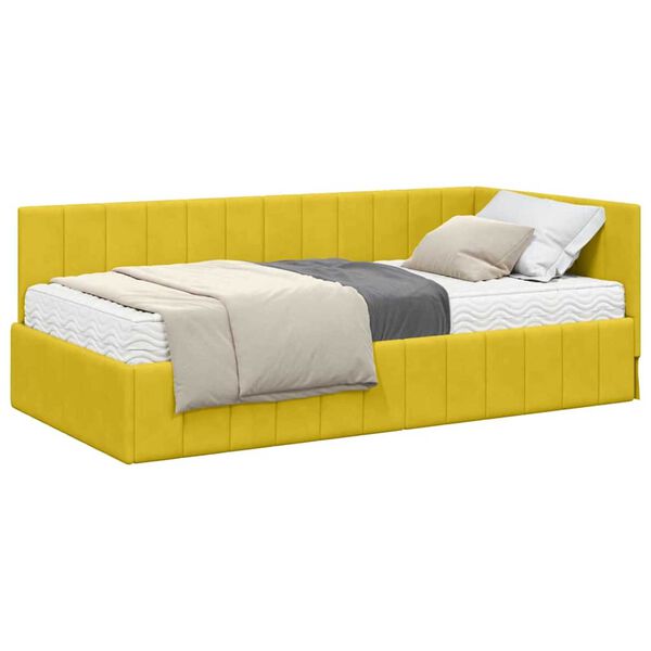 vidaXL Κρεβάτι Γωνίας με στρώμα Κίτρινο 90 x 200 cm Βελούδο