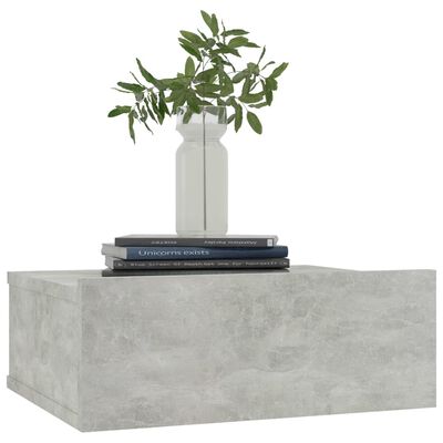 vidaXL Κομοδίνο Κρεμαστό Γκρι Σκυροδέματος 40x30x15 εκ. από Επεξ. Ξύλο