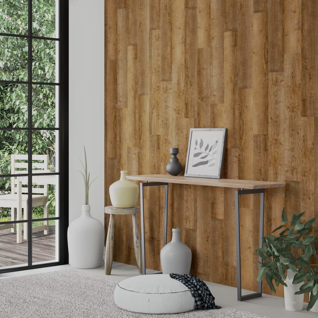 vidaXL Πάνελ Τοίχου Ξύλινη Εμφάνιση Καφέ 4,12 μ² από PVC
