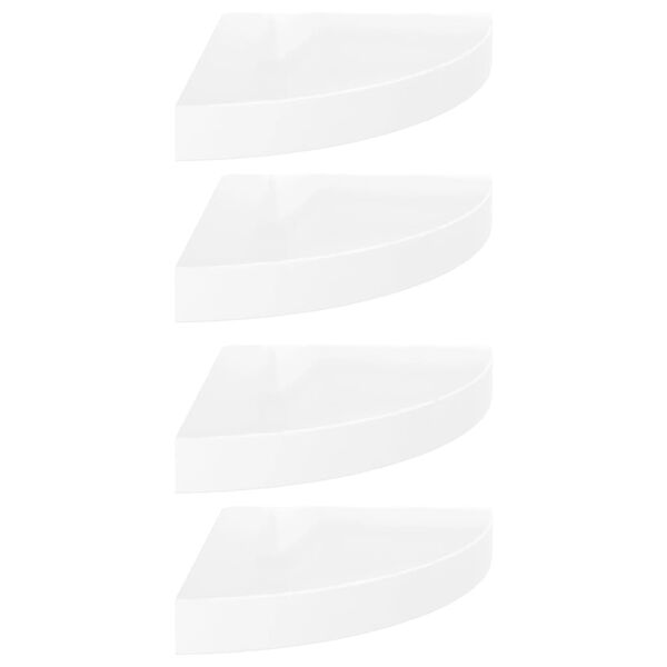 vidaXL Ράφια Γωνίας Πλευράς 4 τεμ. Γυαλιστερό Λευκό 25x25x3,8 εκ. από MDF