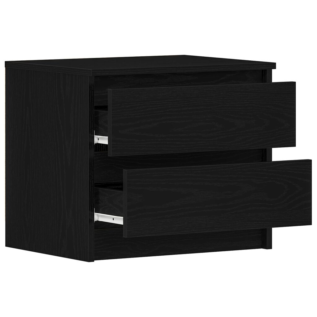 vidaXL Κομοδίνο Μαύρο Δρυς 50x40x43,5 εκ Επεξεργασμένο Ξύλο