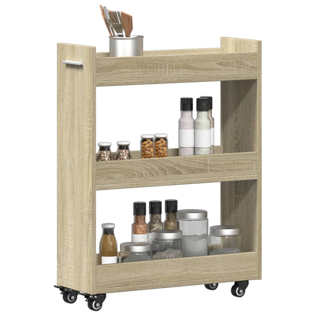 vidaXL Έπιπλο με Ρόδες Sonoma Δρυς 60x22x79 εκ. από Επεξεργασμένο Ξύλο