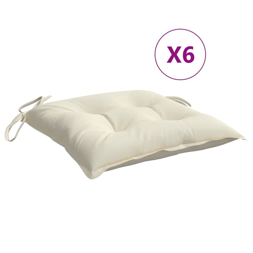 vidaXL Μαξιλάρια Καρέκλας Κήπου 6 τεμ. Λευκά 40x40x7 εκ. Υφασμάτινα