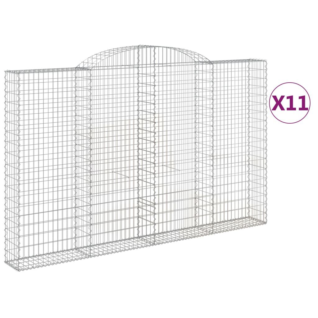 vidaXL Συρματοκιβώτια Τοξωτά 11 τεμ. 300x30x180/200 εκ. Γαλβαν. Ατσάλι
