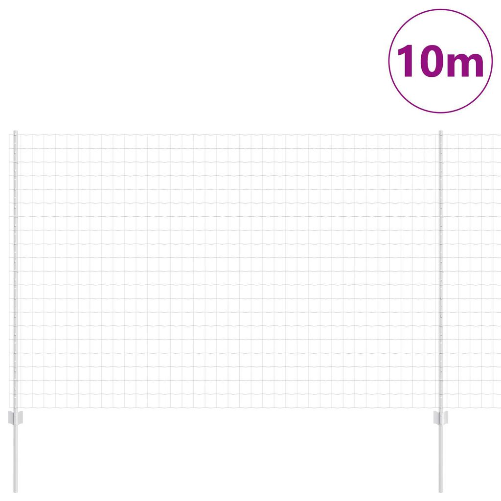 vidaXL Φράχτης με Στήλες. Ασημί 1.5 x 10 m Ατσάλι