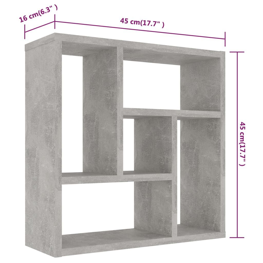 vidaXL Ραφιέρα Τοίχου Γκρι Σκυροδέματος 45,1x16x45,1εκ. από Επεξ. Ξύλο