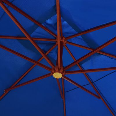 vidaXL Ομπρέλα Κρεμαστή Μπλε 400 x 300 εκ. με Ξύλινο Ιστό
